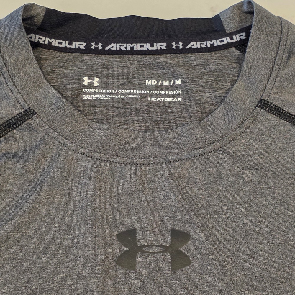 Under Armour HeatGear Compression Mens Medium Gray Long Sleeve Shirt - Picture 6 of 7